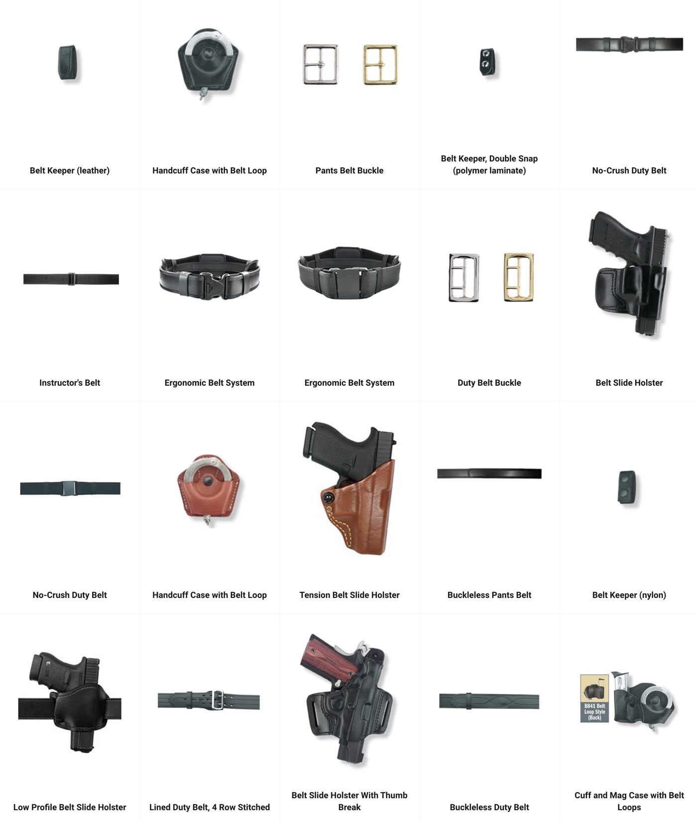 random products group showing belts and duty gear accessories