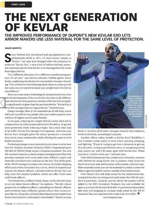 article screenshot about the next generation of body armor elite exo
