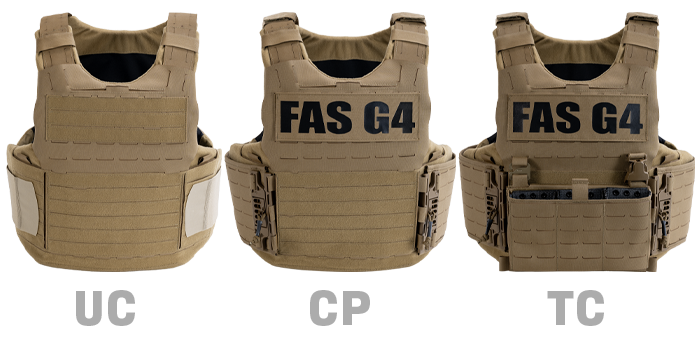 fas g4 configurations - concealable, outer carrier, tactical