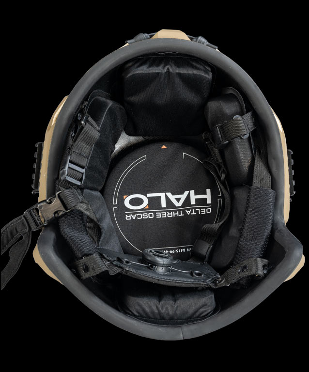 operator elite helmet inside view in tan