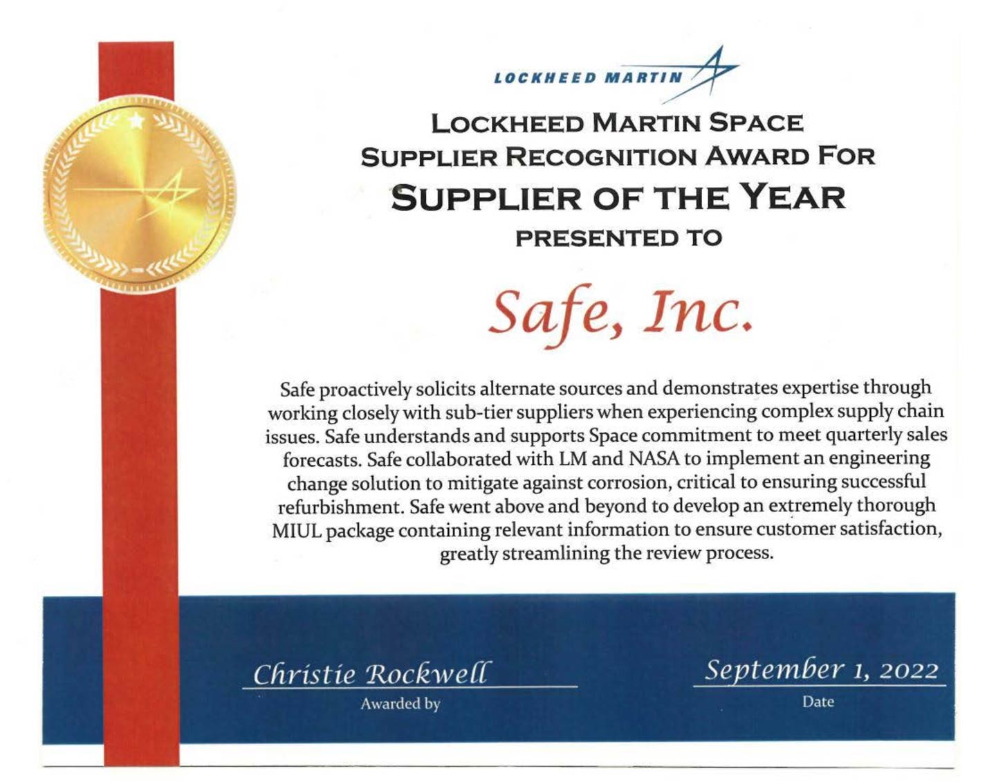 supplier award